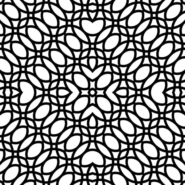 シームレスな装飾的なレイシーパターンを設計します 抽象幾何学的モノクロ背景 ベクトルアート — ストックベクタ