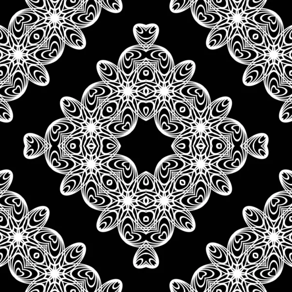 Design Motif Dentelle Décorative Sans Couture Abstrait Diamant Fond Monochrome — Image vectorielle