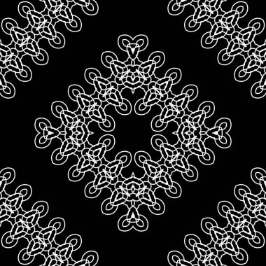 Kusursuz dekoratif dantel desenli. Soyut elmas monokrom arka plan. Vektör sanatı