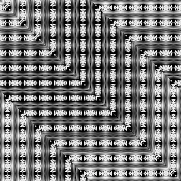 Kusursuz Zigzag Dekoratif Desen Tasarla Soyut Monokrom Rendeleme Arka Planı — Stok Vektör