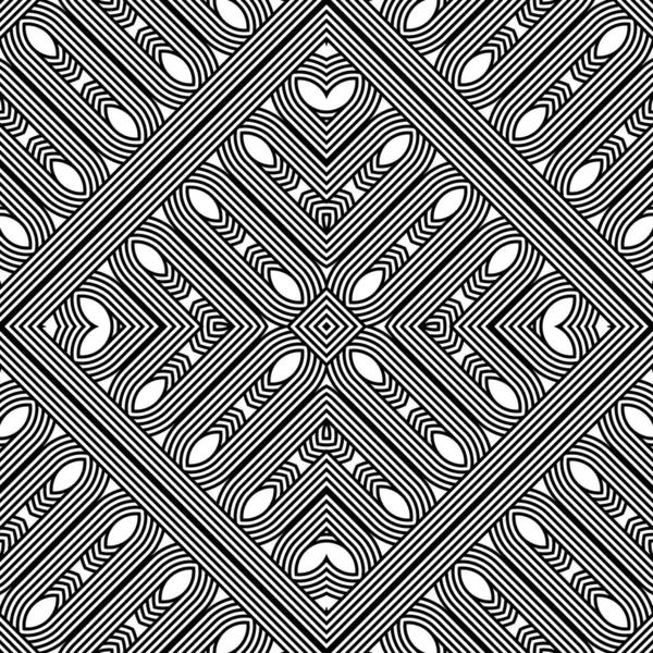 Diseño Sin Costuras Patrón Encaje Decorativo Fondo Geométrico Abstracto Monocromo — Vector de stock