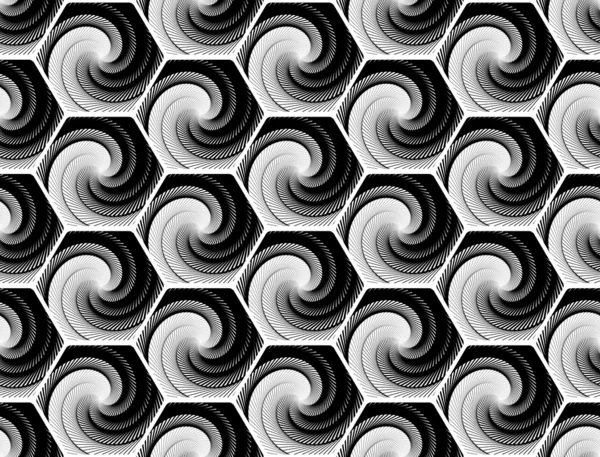 Bezszwowe monochromatyczne sześciokąt geometryczny wzór — Wektor stockowy