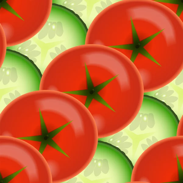 Produtos hortícolas de tomate e pepino em fatias — Vetor de Stock
