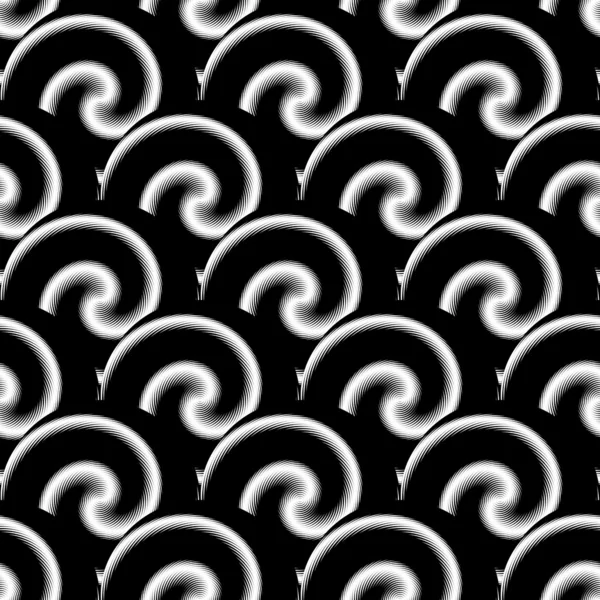 Design seamless monochrome spiral movement pattern — Stock Vector