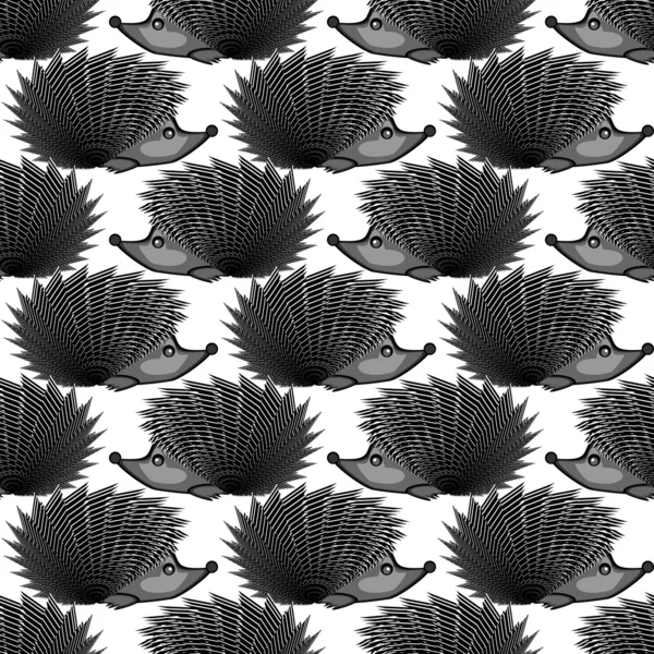 Design monochrome seamless diagonal pattern. Funny hedgehogs bac — Stock Vector
