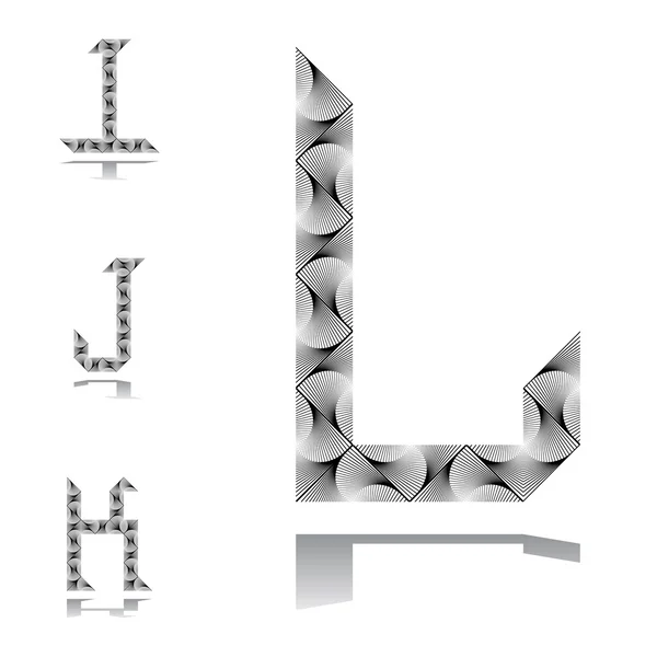 Diseño de letras ABC de I a L — Vector de stock