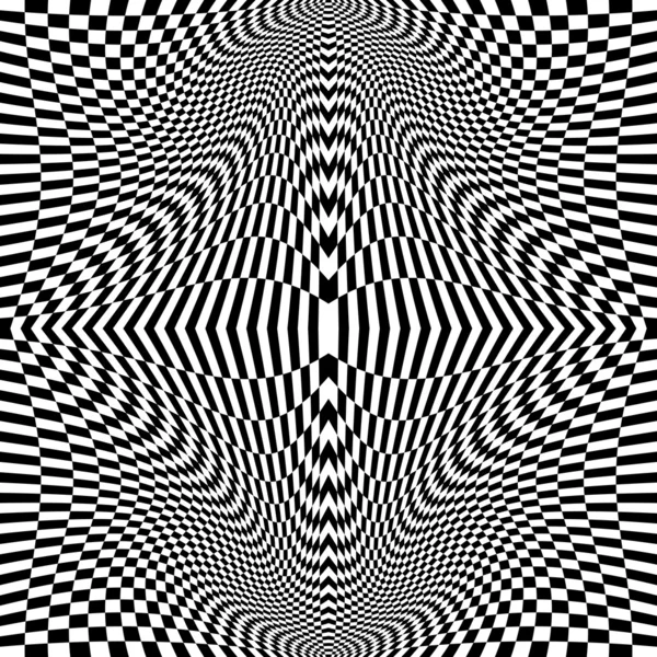 Diseño monocromo movimiento ilusión a cuadros fondo — Vector de stock
