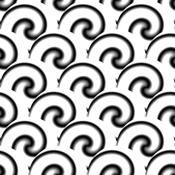 Design padrão de movimento espiral monocromático sem costura —  Vetores de Stock