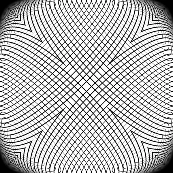 Design monochrome warped grid pattern — Stock Vector