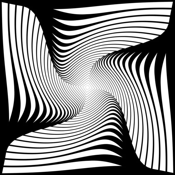 Design monochrom twirl Bewegung Illusion Hintergrund — Stockvektor