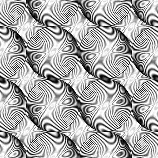 Design seamless monochrome sphere geometric lines pattern — Stock Vector