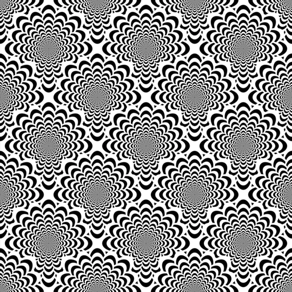 Diseño inconsútil patrón de movimiento espiral monocromo — Vector de stock