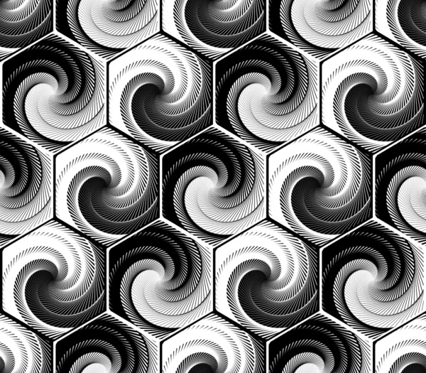 Design nahtloses monochromes sechseckiges geometrisches Muster — Stockvektor