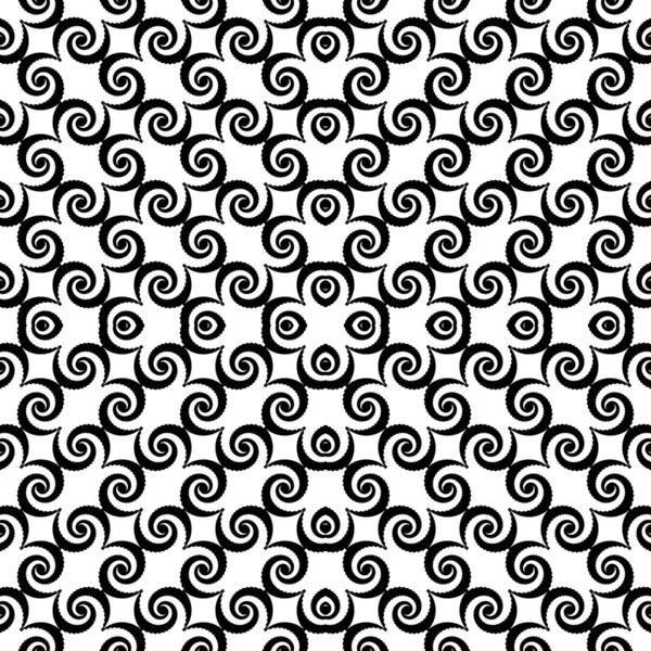 Diseño sin costuras monocromo espiral movimiento patrón decorativo — Vector de stock
