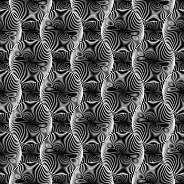 Tervezési varrat nélküli fekete-fehér gömb geometriai vonalak minta — Stock Vector