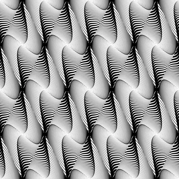 Diseño inconsútil patrón de ondulación monocromo — Vector de stock