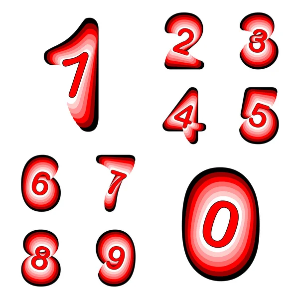 Design numbers set. Colorful waving line textured font — Stock Vector