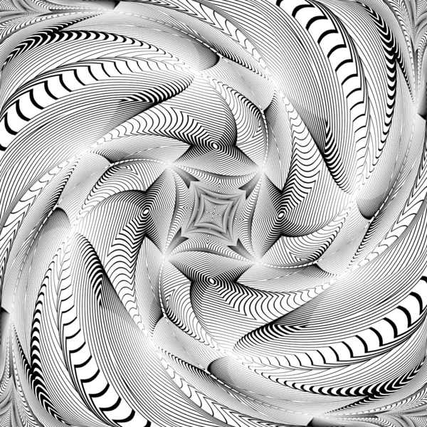 Design monochrome mouvement tourbillon illusion fond — Image vectorielle