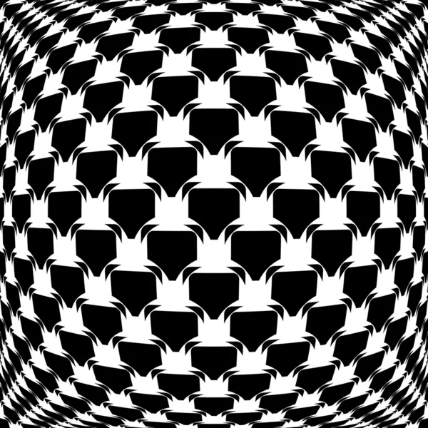 Design monochrome warped grid pattern — Stock Vector