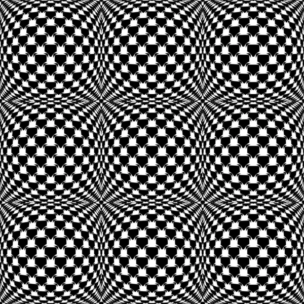 Design seamless monochrome warped grid pattern — Stock Vector