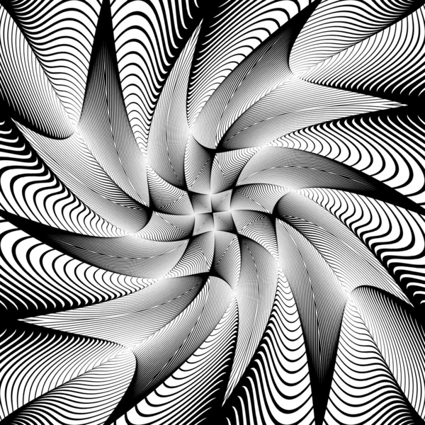 Design monochrom wirbeln Bewegung Illusion Hintergrund — Stockvektor