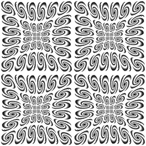 Diseño inconsútil patrón de movimiento espiral monocromo — Vector de stock