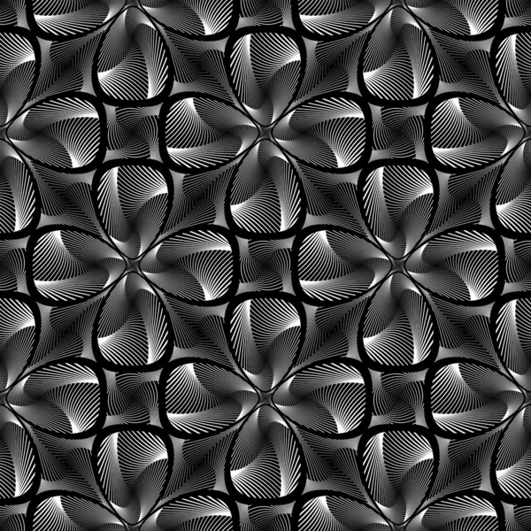 Diseño inconsútil monocromo fondo giratorio decorativo — Vector de stock