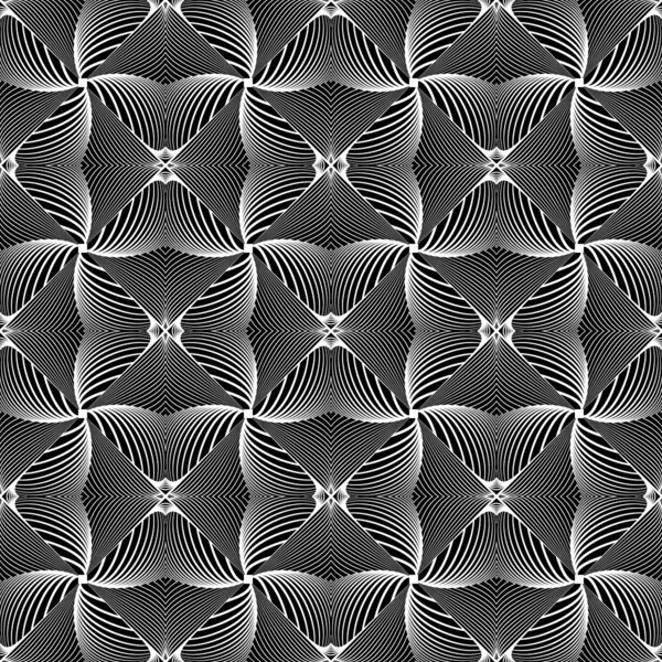 设计无缝单色扭曲的网格波模式 — 图库矢量图片