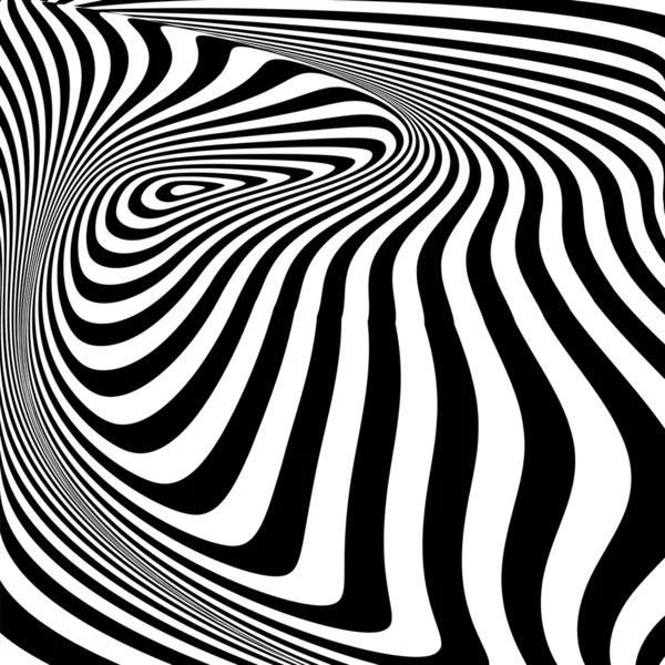 Desain latar belakang ilusi pergerakan vorteks monokrom - Stok Vektor