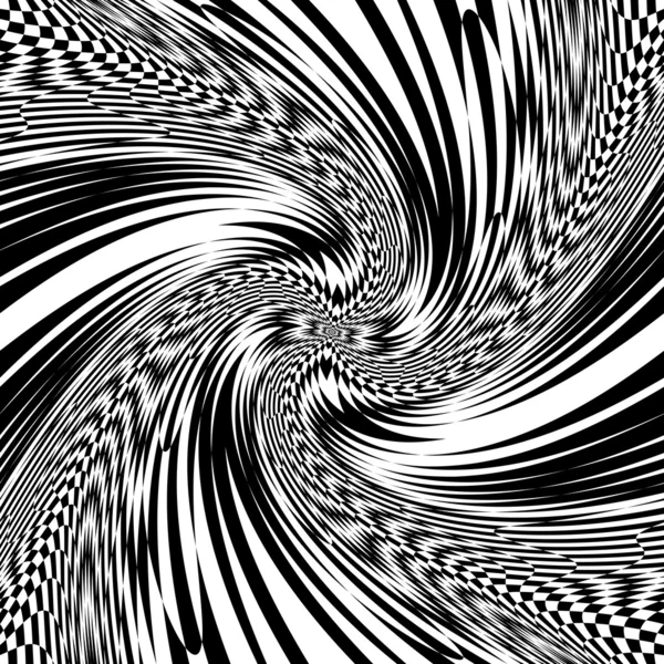 Design monochrome mouvement tourbillon illusion fond — Image vectorielle