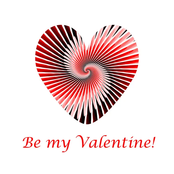 Diseño tarjeta de San Valentín con corazón rojo rayado — Vector de stock