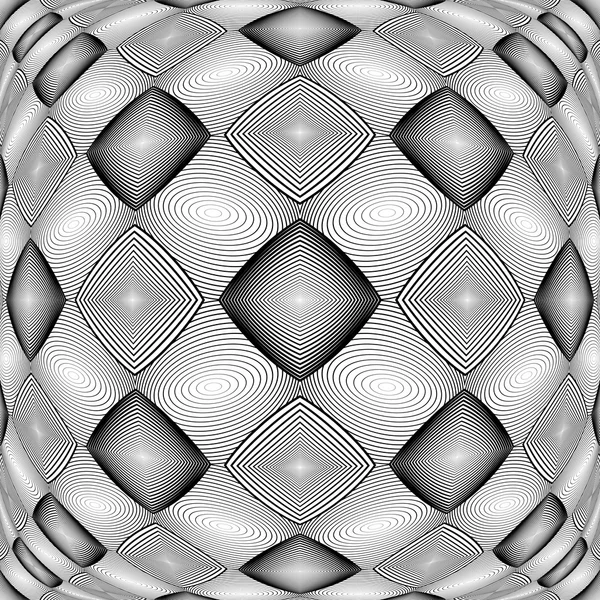 Diseño deformado patrón de diamante geométrico monocromo — Vector de stock