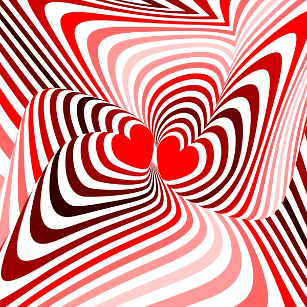 Coeurs design mouvement torsion illusion fond — Image vectorielle