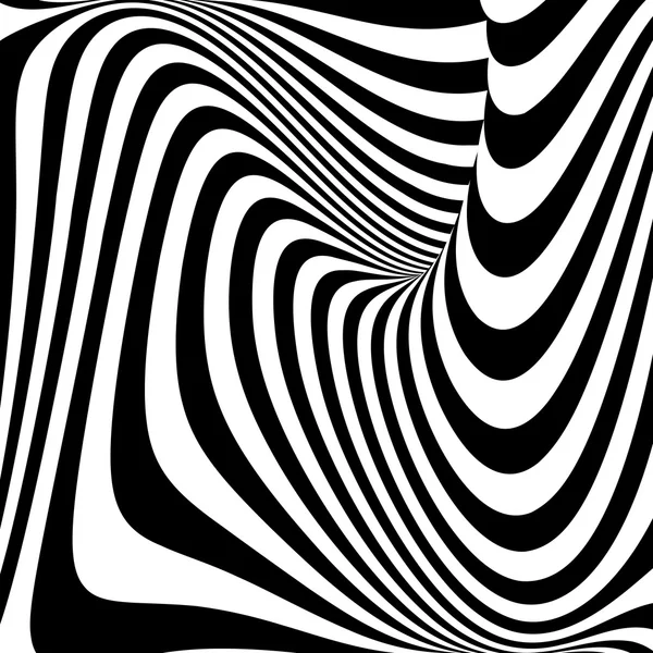 Diseño monocromo vórtice movimiento ilusión fondo — Vector de stock