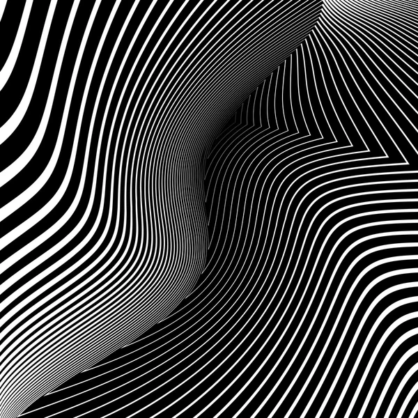 Diseño monocromo triángulo movimiento ilusión fondo — Vector de stock