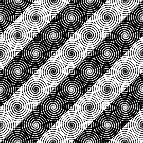 Diseño inconsútil patrón de movimiento espiral monocromo — Archivo Imágenes Vectoriales