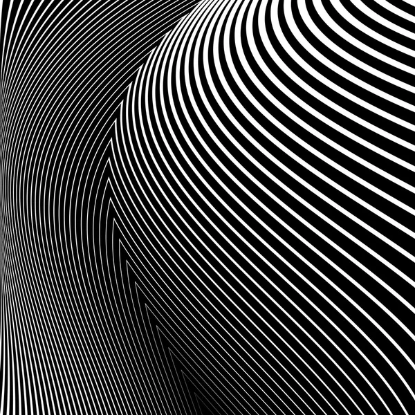 Diseño líneas monocromáticas movimiento ilusión fondo — Archivo Imágenes Vectoriales