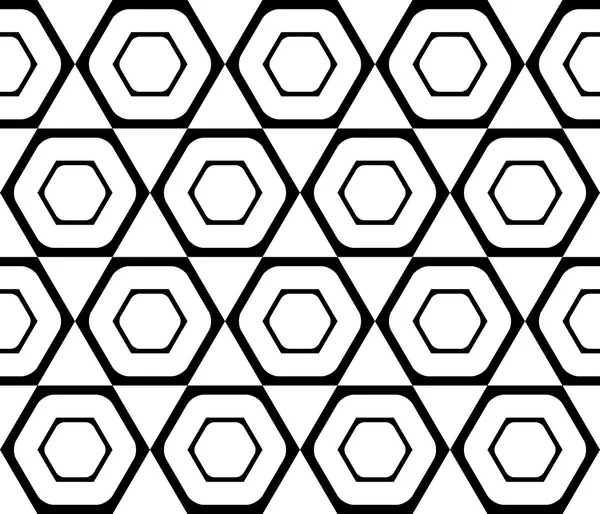 Naadloze monochroom zeshoek geometrische ontwerppatroon — Stockvector