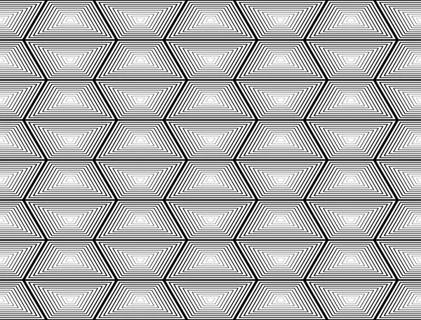 Naadloze monochroom zeshoek geometrische ontwerppatroon — Stockvector