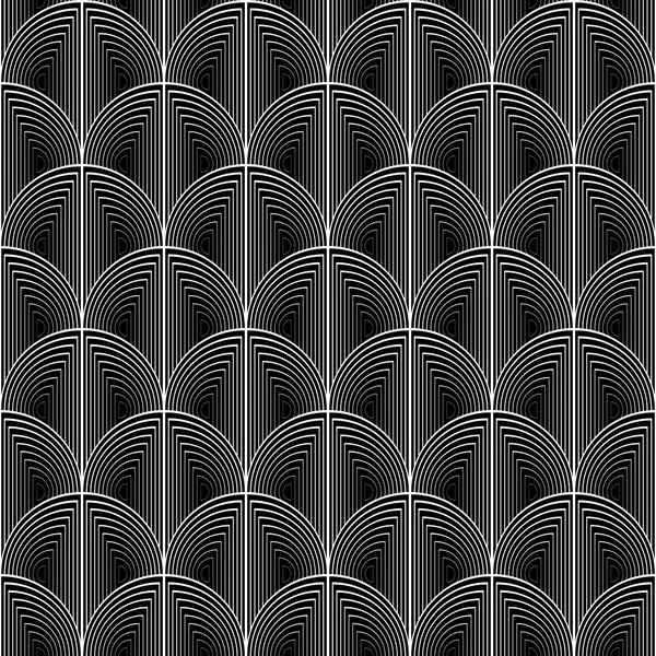 シームレスな白黒サークル ラインのデザイン パターン — ストックベクタ