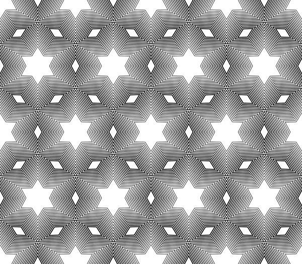 Diseño inconsútil patrón geométrico estrella monocroma — Vector de stock