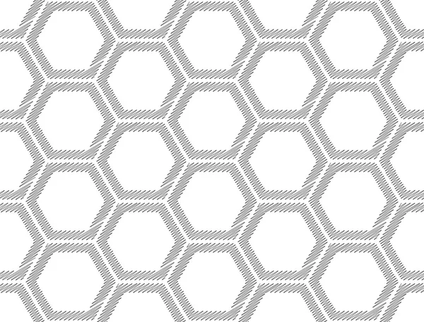 Diseño inconsútil patrón geométrico hexágono monocromo — Archivo Imágenes Vectoriales