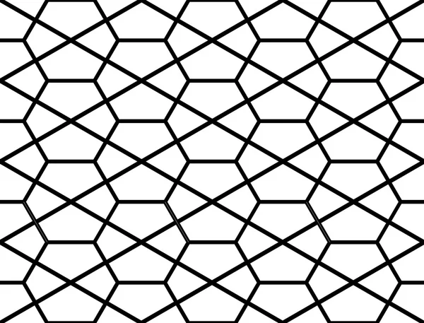 Naadloze monochroom zeshoek geometrische ontwerppatroon — Stockvector