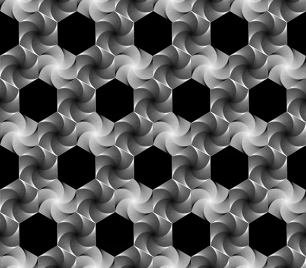 Diseño inconsútil patrón geométrico hexagonal monocromo — Vector de stock