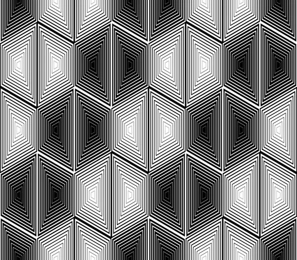 Diseño inconsútil patrón geométrico hexágono monocromo — Vector de stock