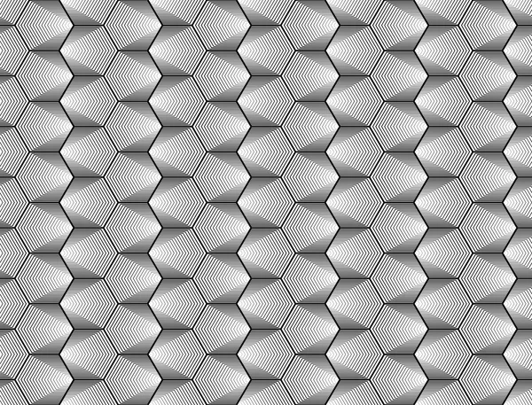 Diseño inconsútil patrón geométrico hexágono monocromo — Vector de stock