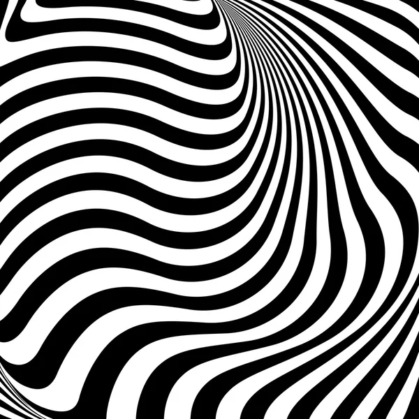 Zwart-wit zwaaien lijnen illusie achtergrond ontwerpen — Stockvector