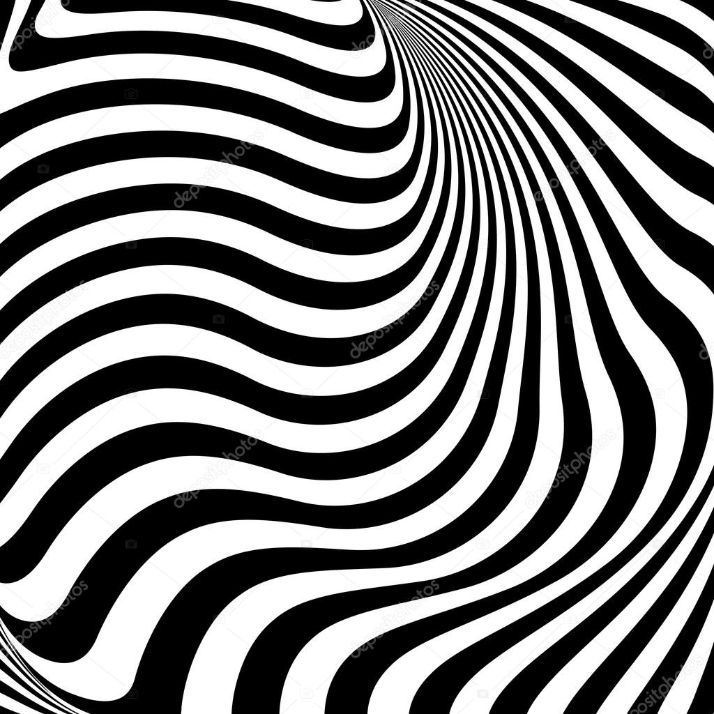 Design monochrome waving lines illusion background