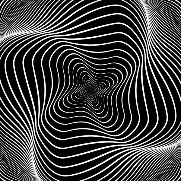 Design monochrom wirbeln Bewegung Illusion Hintergrund — Stockvektor