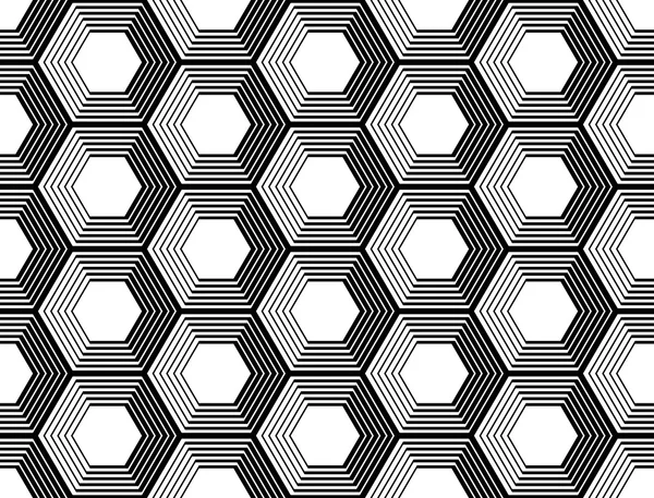 Design sömlös monokrom hexagon geometriska mönster — Stock vektor